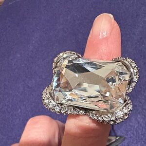 Ann Taylor Crystal Statement Cocktail Ring - Clear Crystal